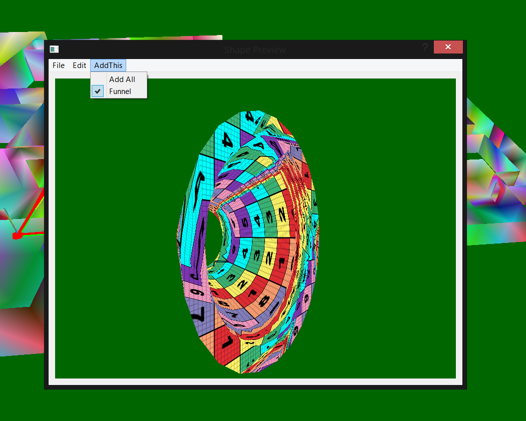 The model preview window showing a UV map