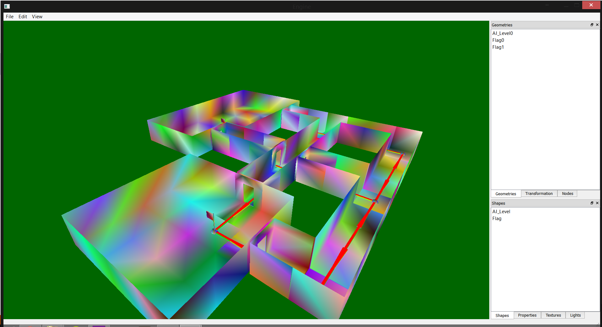 An untextured AI map loaded in the engine